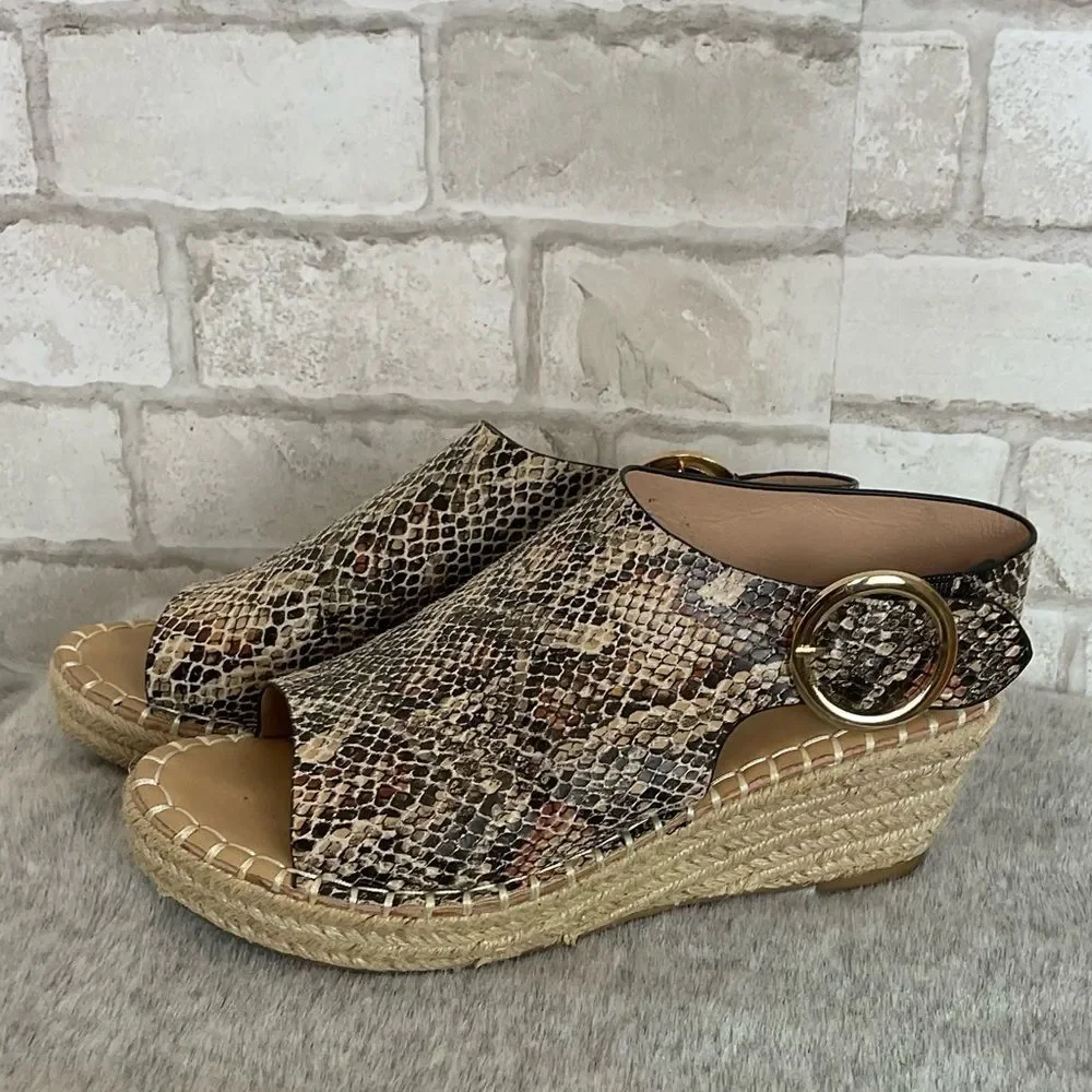 Catherine Malandrino Cirkly Espadrille Snakeskin Print Wedge Sandals Size 8